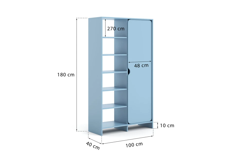 Niko szafa z półkami Baby Blue