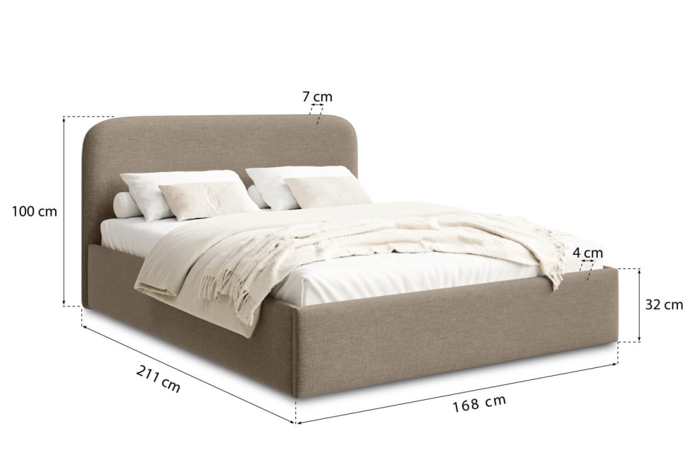 Łóżko Pure 160x200, tkanina WIND 11, stelaż metalowy