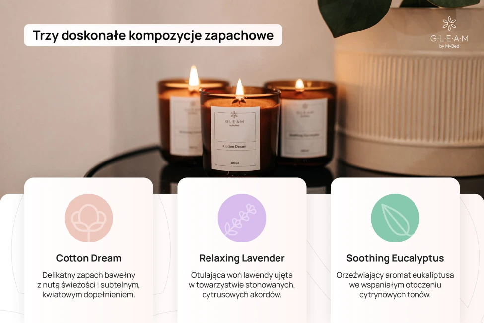 Świece zapachowe Gleam by MyBed